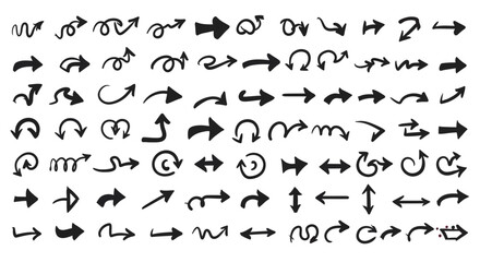 Naklejka premium Vector Arrows: Circular, Looped, and Pointing Designs