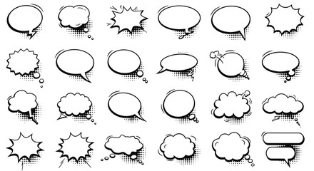 Fototapeta premium Modern Cartoon Speech Bubbles with Halftone Dots