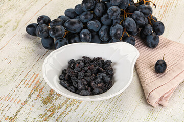 Dry ripe sweet blue raisin