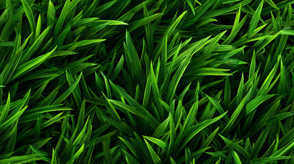 Realistic flat lay of vibrant green grass texture with natural variation in blades, seamless pattern on transparent background 