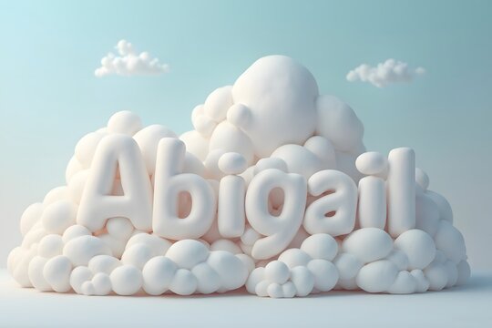 Abstract Cloud Shape with 3d Text Abigail in Soft White and Blue Sky Background