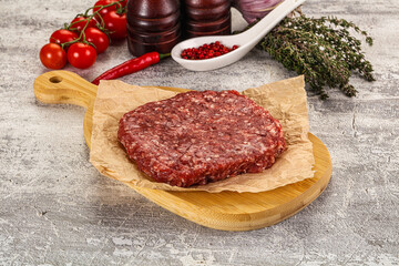 Raw beef burger cutlet for grill
