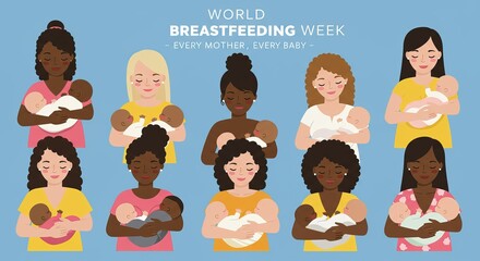 Illustrated of celebrating breastfeeding awareness with a dove, rainbow accents, Generative ai