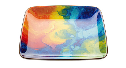 Colorful Decorative Square Plate Isolated.