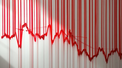 Fototapeta premium Red dripping lines on white wall