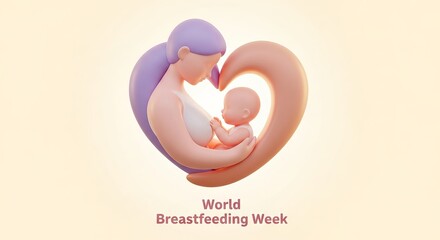 Illustrated of celebrating breastfeeding awareness with a dove, rainbow accents, Generative ai