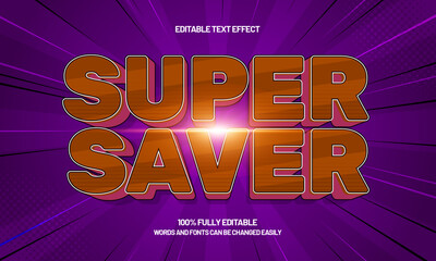 super saver editable text effect with a sale and offer text style