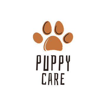 Puppy Care Logo. Simple puppy care logo for pet service branding, dog grooming, veterinary clinic or blog. Vector illustration.