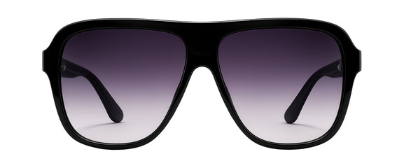 Oversized shield sunglasses with gradient purple lenses and glossy black frame