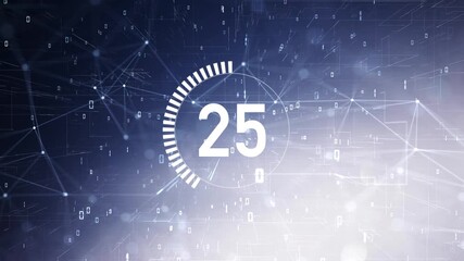 30 seconds countdown on digital technology glowing computer cyberspace background.	 - Powered by Adobe
