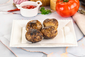 Baked potato barbecue with skin