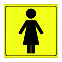 Bright Yellow Female Restroom Sign – Business Establishment and Public Facility Door or Wall Display Template on Transparent Background