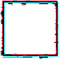Obraz premium Square Frame with Glitch Effect – 3D glitch Pixel Distorted Border