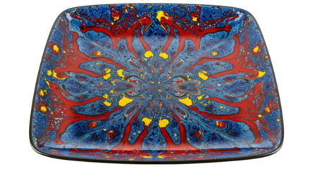 Decorative Enamel Tray with Abstract Design.