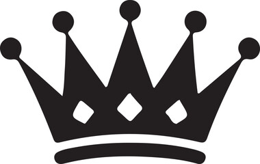 Black silhouette of a royal crown with five points and diamond shapes monarchy king