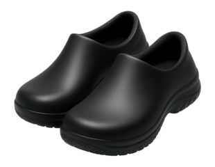 Black slip-on clogs with anti-slip sole for clinical settings