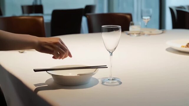 The exquisite tableware on the dining table