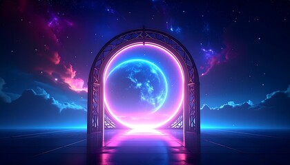 Futuristic archway portal to another world