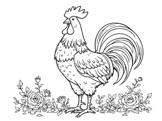 chicken bird line art design