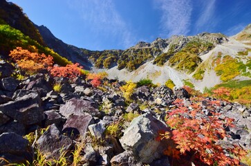 涸沢カールの紅葉と穂高連峰