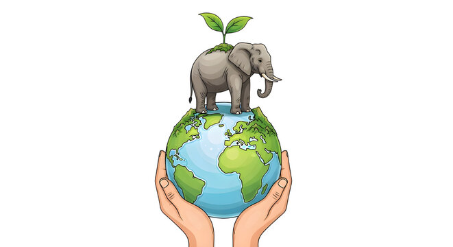 World Elephant Day Transparent Artwork – Earth, Wildlife & Conservation Theme