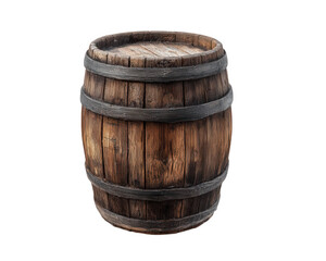Obraz premium Wooden barrel rustic container vintage storage brown wood isolated on white aged texture round shape traditional craftsmanship old fashioned sturdy vessel