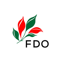 FDO Modern Abstract Leaf Logo Design – FDO Later Logo, Red and Green Nature-Inspired Brand Icon
