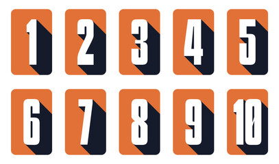 Fototapeta premium Set Bold Numbers 1 to 10 in Rectangle on transparent background