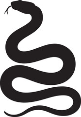 Fototapeta premium Coiled snake striking pose, black silhouette of reptile with tongue out, dangerous animal