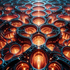 Obraz premium Horizontal Coral Ember Grid Array