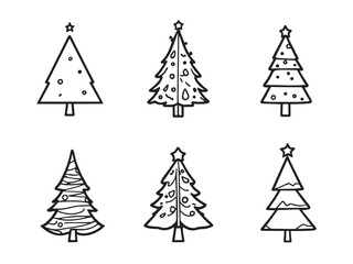 Obraz premium christmas tree line art illustration