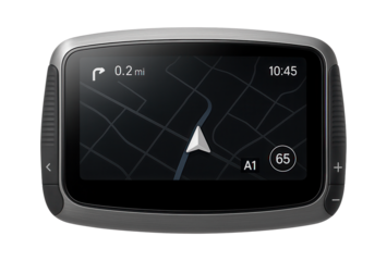 Dashboard display with curved touchscreen and integrated navigation controls