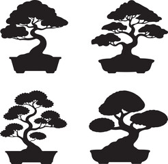 Set of Bonsai Tree Illustrations with Nature Inspired Design