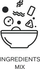 Bowl with ingredients ready for mixing, food preparation concept art