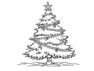 christmas tree outline sketch