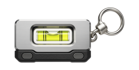 Magnetic pocket level with a keychain attachment for quick reference.