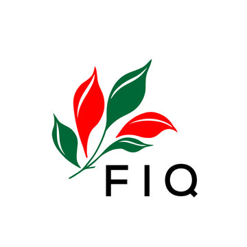 FIQ Minimalist Red and Green Leaf Logo Design with FIQ  Text, FIQ Later Logo, Modern Nature Inspired Logo with Red and Green Leaves. 
