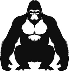 Fototapeta premium Powerful gorilla stands tall, a majestic primate with strength and presence, ready for wildlife projects