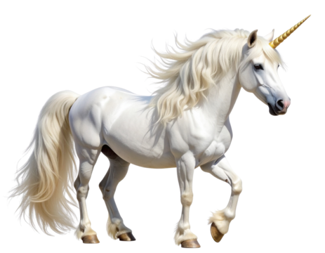 Realistic White Unicorn with Golden Horn PNG - Powered by Adobe