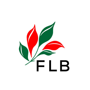 FLB Minimalist Red and Green Leaf Logo Design with FLB  Text, FLB Later Logo, Modern Nature Inspired Logo with Red and Green Leaves. 
