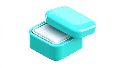 Light teal, geometric ring box open, white interior