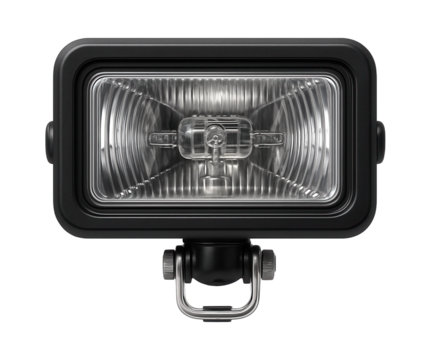 Weatherproof halogen floodlight with a swivel bracket for use in adverse conditions.
