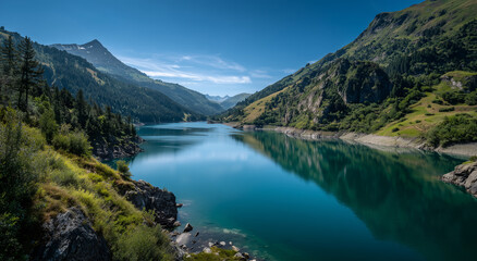 Serene Mountain Lake Reflection in the Pyrenees