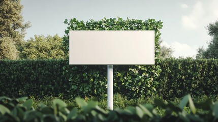 Blank advertising sign surrounded by greenery.