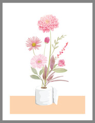 Toilet paper roll and flower print. Watercolor wall art. Fun bathroom, botanical prints, minimalist wall art, bathroom prints.