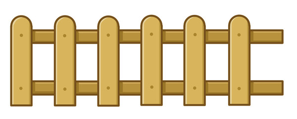 Simple Wooden Picket Fence Section for Cartoon Games and Assets