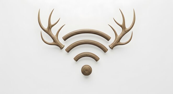 Abstract antlers forming a wireless signal, tech and nature fusion