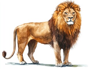 Obraz premium A majestic lion stands proud, showcasing its beautiful mane.