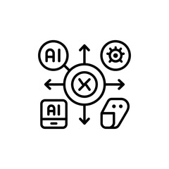 AI Integration and Technological Expansion in Diverse Fields with Arrow Connections