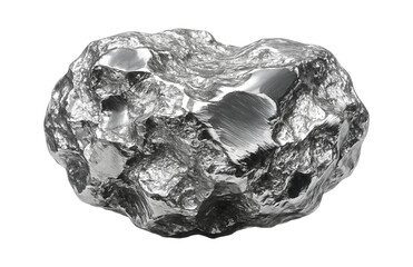 Rhodium nugget with compact, irregular shape and silver-white luster